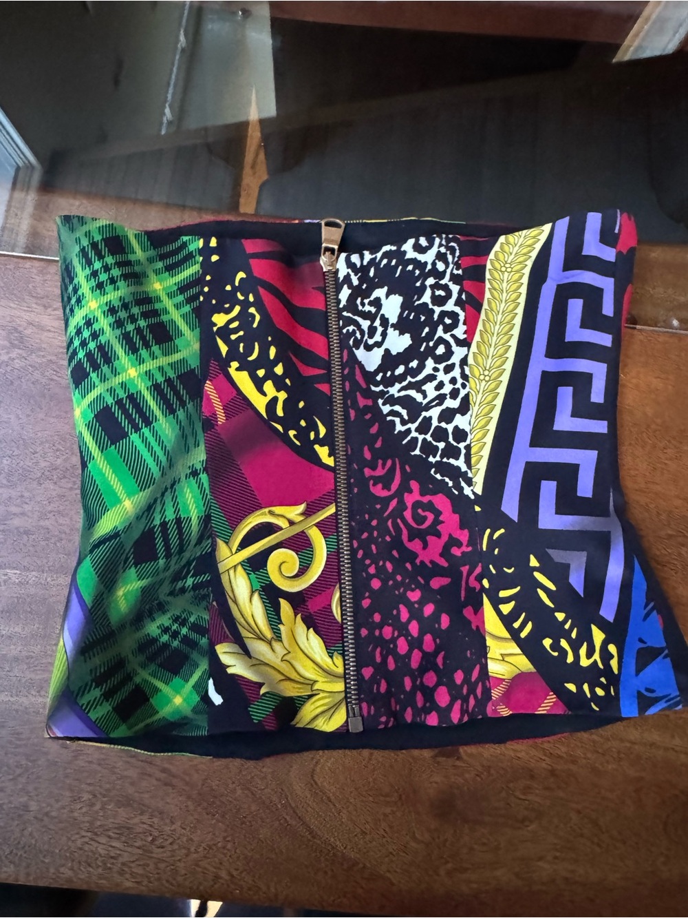 Versace Multi-Color Printed Zip-Front Tube Top